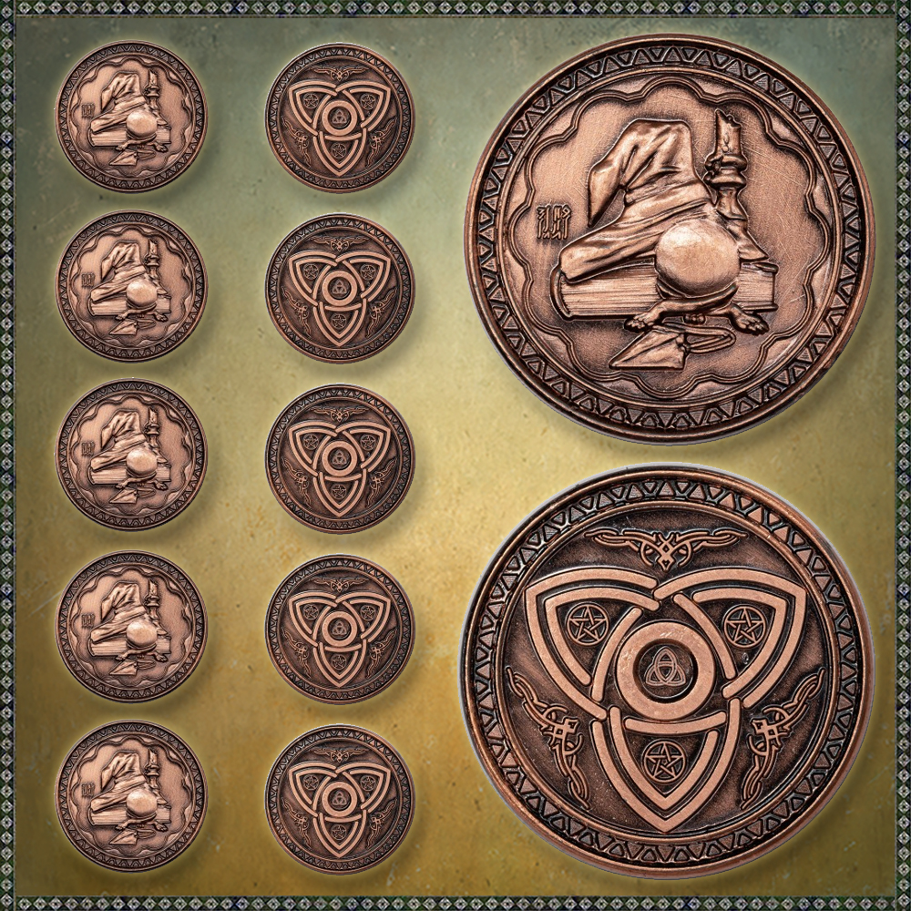 LARP-Magiermünzen, 10er Pack, bronzefarben