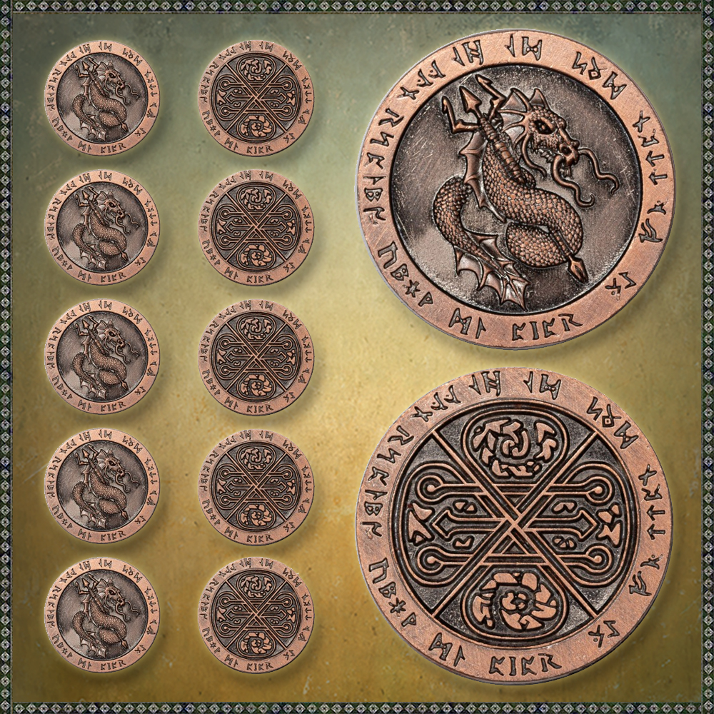 LARP-Feuermünzen, 10er Pack, bronzefarben