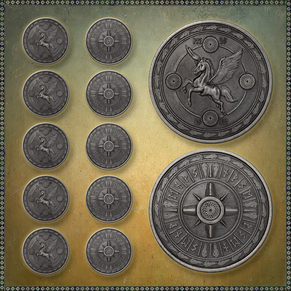 LARP-Luftmünzen, 10er Pack, silbern